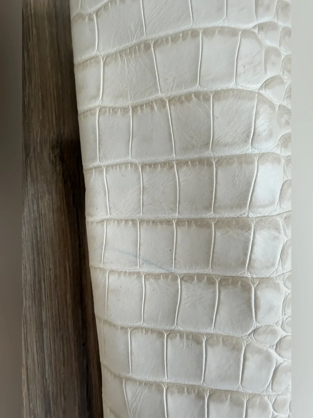 Toral Croc Embossed Knee High Boots Ivory Leather Block Heel Size 39